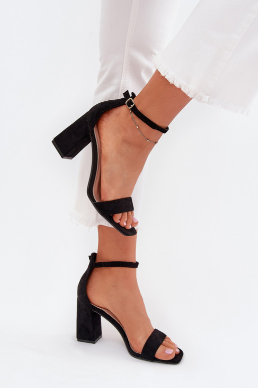 Sandali con tacco alto da donna Z in ecopelle scamosciatau colore nero Elirae