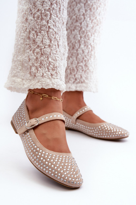 Ballerine in eco suede in Ozdobione Con strass Tinara beige Ballerine in eco suede in Ozdobione Con strass Tinara beige