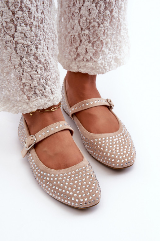 Ballerine in eco suede in Ozdobione Con strass Tinara beige Ballerine in eco suede in Ozdobione Con strass Tinara beige
