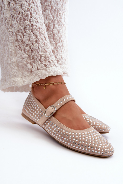 Ballerine in eco suede in Ozdobione Con strass Tinara beige Ballerine in eco suede in Ozdobione Con strass Tinara beige