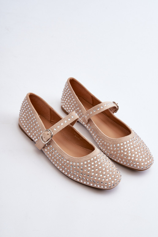 Ballerine in eco suede in Ozdobione Con strass Tinara beige Ballerine in eco suede in Ozdobione Con strass Tinara beige