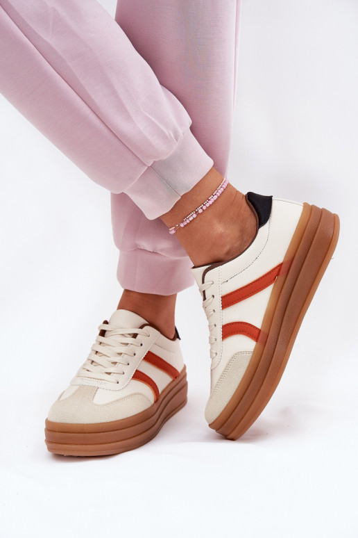Scarpe modello sneakers Femminile con una piattaforma beige Tolianna