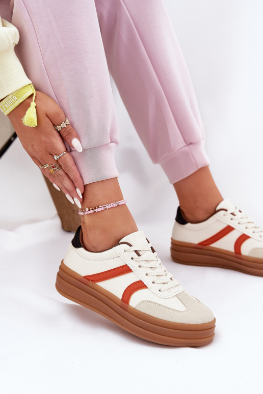 Scarpe modello sneakers Femminile con una piattaforma beige Tolianna