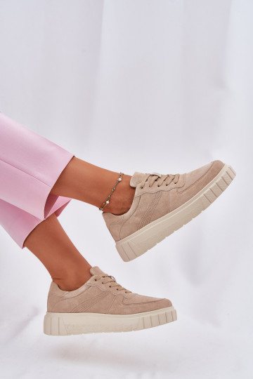 dalla pelle scamosciata Scarpe modello sneakers Femminile con una piattaforma beige RilAena