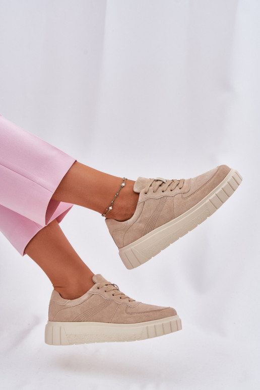 dalla pelle scamosciata Scarpe modello sneakers Femminile con una piattaforma beige RilAena