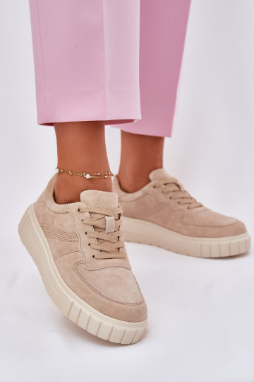 dalla pelle scamosciata Scarpe modello sneakers Femminile con una piattaforma beige RilAena 2