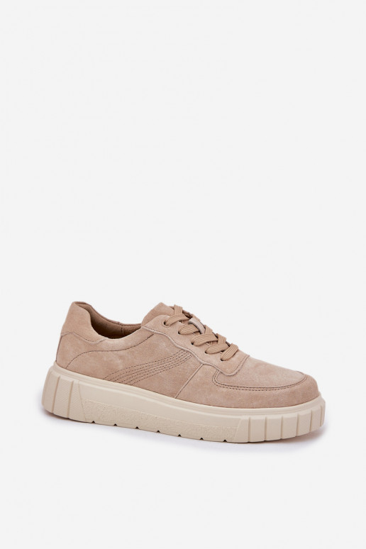 dalla pelle scamosciata Scarpe modello sneakers Femminile con una piattaforma beige RilAena