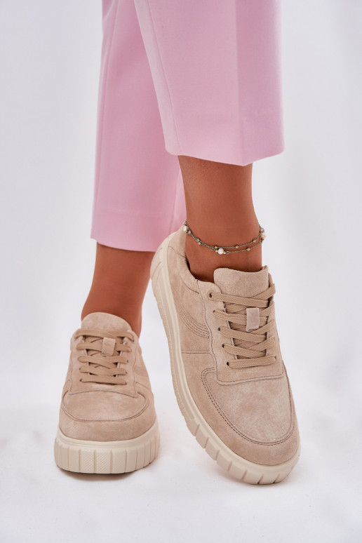 dalla pelle scamosciata Scarpe modello sneakers Femminile con una piattaforma beige RilAena