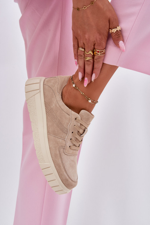 dalla pelle scamosciata Scarpe modello sneakers Femminile con una piattaforma beige RilAena