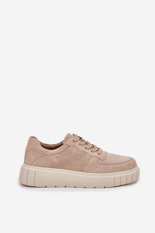 dalla pelle scamosciata Scarpe modello sneakers Femminile con una piattaforma beige RilAena
