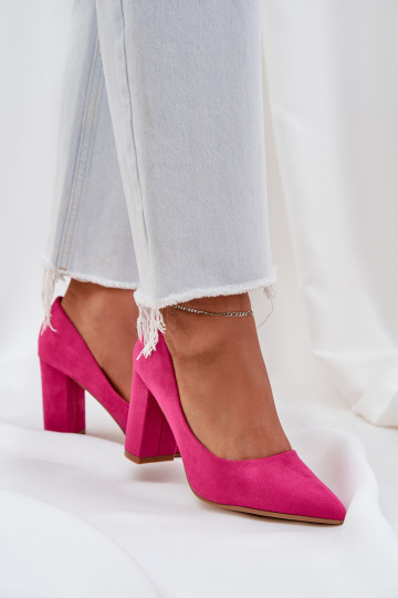 Scarpe col tacco alto in ecopelle scamosciataoAe colore rosa Florena