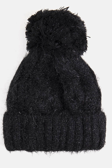 Berretto nero con pompon Karloti