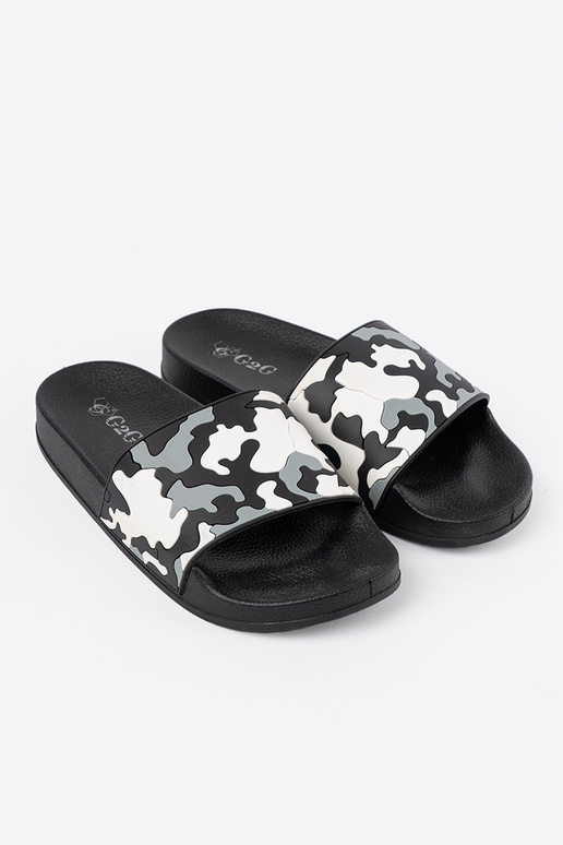 Conveniente colore nero Pantofole su suola piatta