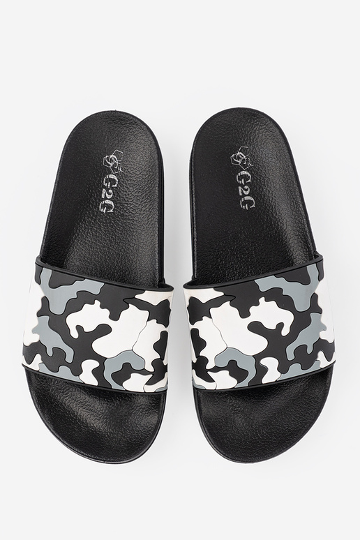 Conveniente colore nero Pantofole su suola piatta