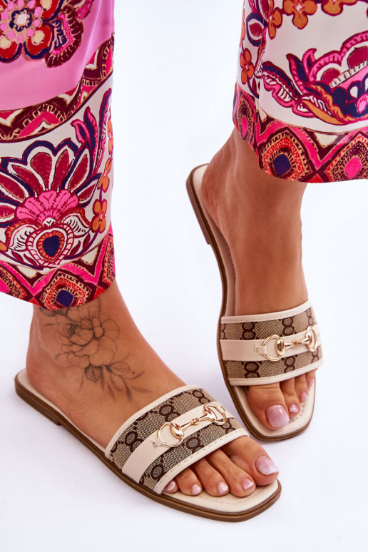 Pantofole piatte classiche beige Deverlene