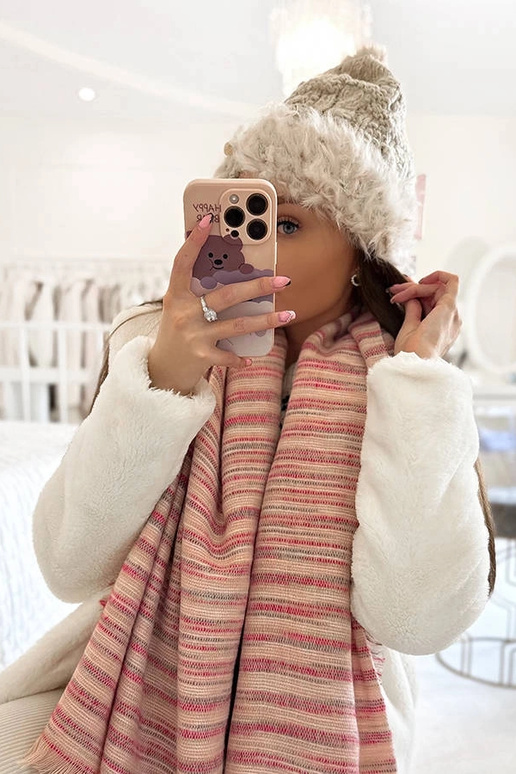 Cappello beige con pelliccia Danna