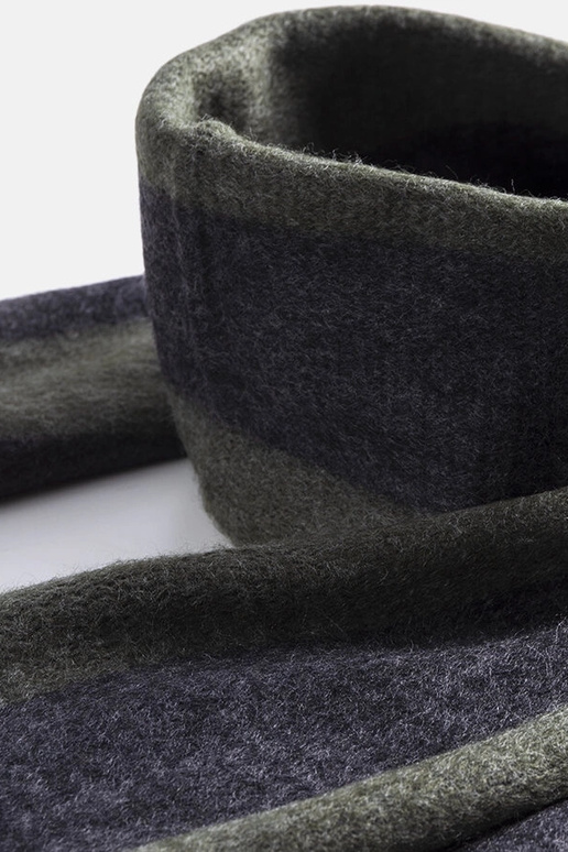 Sciarpa verde-grigia con frange Lana