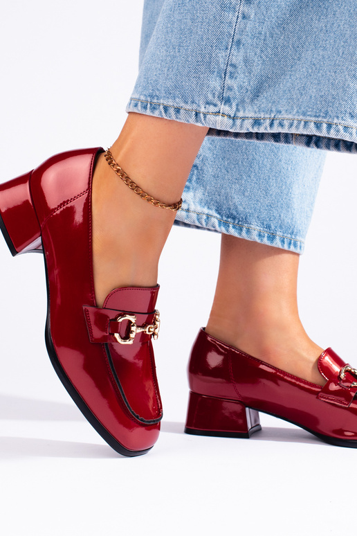 con effetto vernice mocassini da donna Rosso