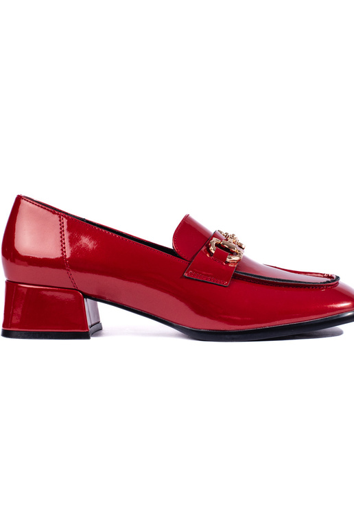 con effetto vernice mocassini da donna Rosso