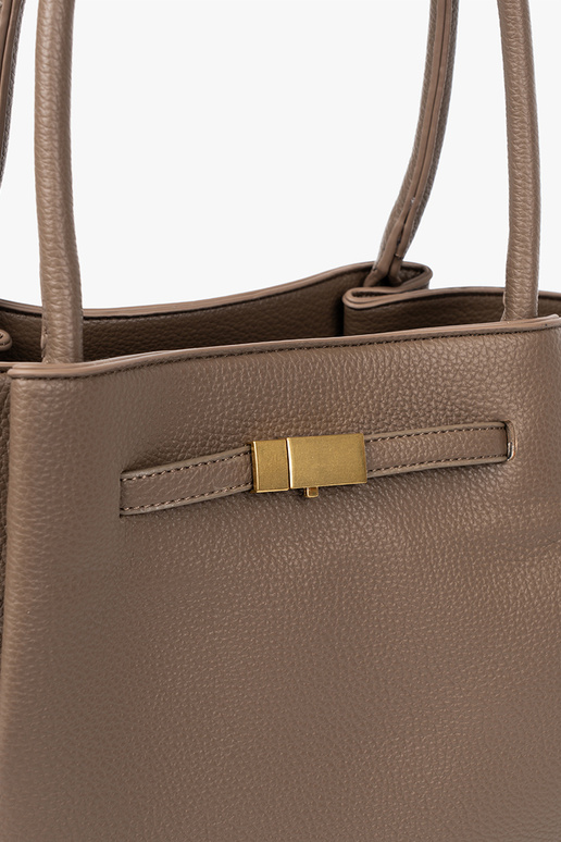 Borsetta/borsa shopper taupe con chiusura