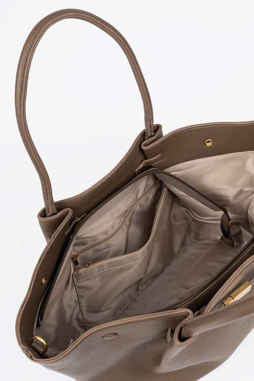 Borsetta/borsa shopper taupe con chiusura