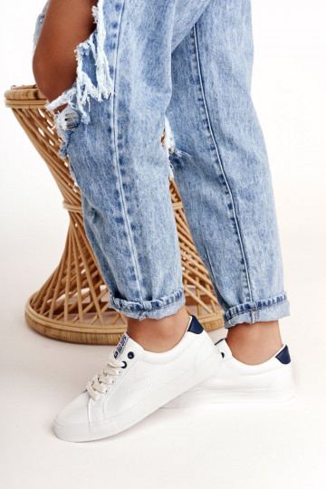 Sneaker in pelle naturale BIG STAR BB274211 bianco e blu navy