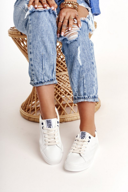 Sneaker in pelle naturale BIG STAR BB274211 bianco e blu navy