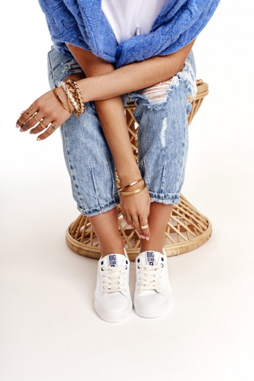 Sneaker in pelle naturale BIG STAR BB274211 bianco e blu navy