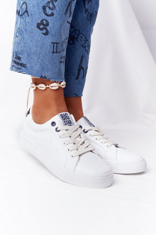 Sneaker in pelle naturale BIG STAR BB274211 bianco e blu navy