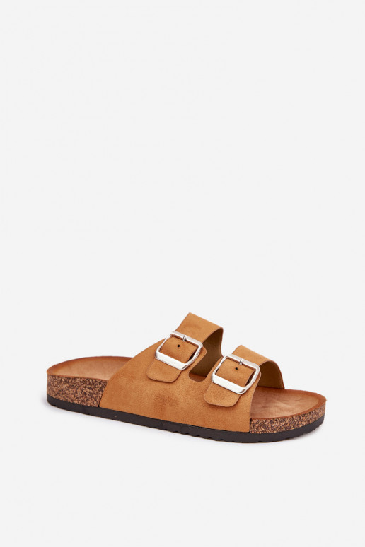 Pantofole da donna con una piattaforma con fibbie colore marrone Livara Pantofole da donna con una piattaforma con fibbie colore marrone Livara