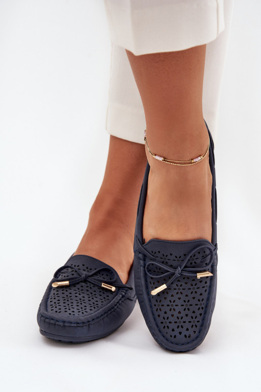 mocassini da donna con elementi traforati I INiązaniem blu scuro Mirisa mocassini da donna con elementi traforati I INiązaniem blu scuro Mirisa