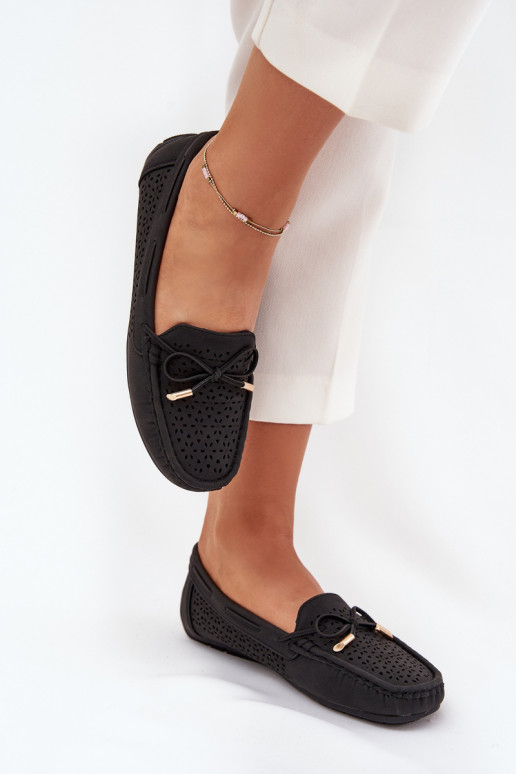 mocassini da donna con elementi traforati I INiązaniem colore nero Mirisa mocassini da donna con elementi traforati I INiązaniem colore nero Mirisa