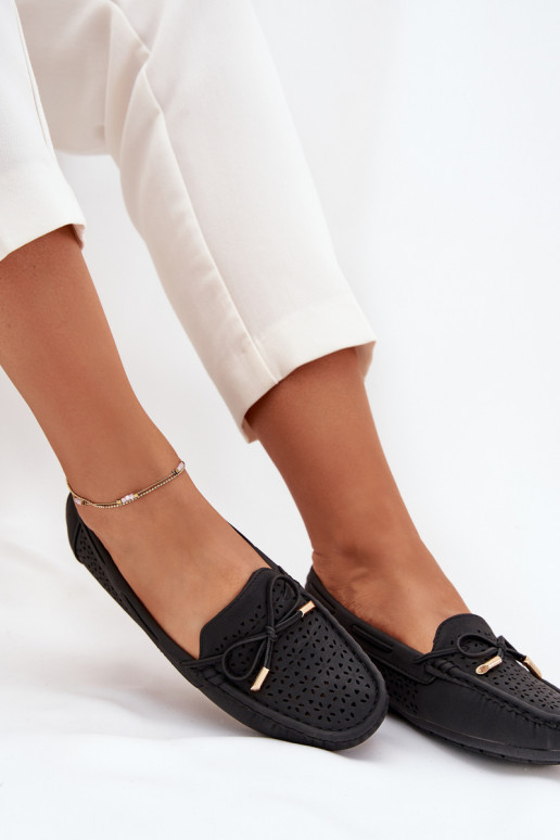 mocassini da donna con elementi traforati I INiązaniem colore nero Mirisa mocassini da donna con elementi traforati I INiązaniem colore nero Mirisa