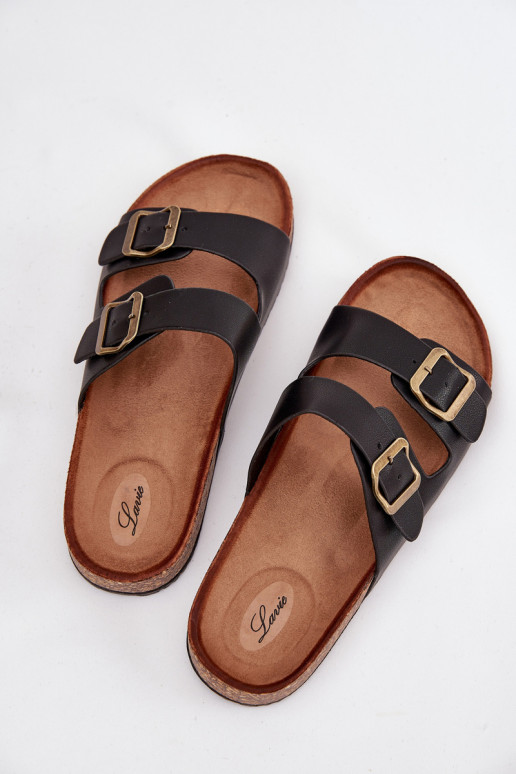 Femminile Pantofole con una piattaforma con fibbie colore nero Vesina Femminile Pantofole con una piattaforma con fibbie colore nero Vesina