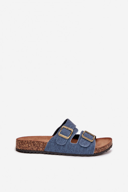 Femminile Pantofole con una piattaforma con fibbie Buio Jeans Vesina