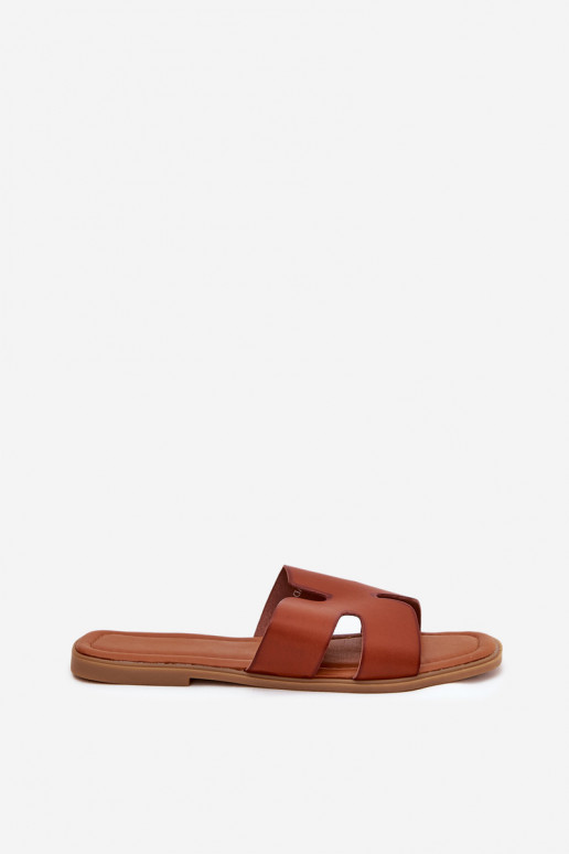 Pantofole Appartamento delle donne Con ritagli colore marrone Salyra Pantofole Appartamento delle donne Con ritagli colore marrone Salyra