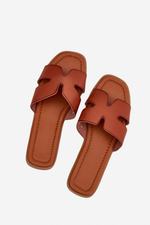 Pantofole Appartamento delle donne Con ritagli colore marrone Salyra Pantofole Appartamento delle donne Con ritagli colore marrone Salyra