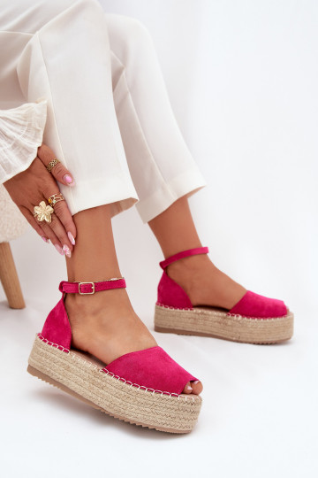 sandali Espadrillas con una piattaforma Con treccia colore rosa Selise