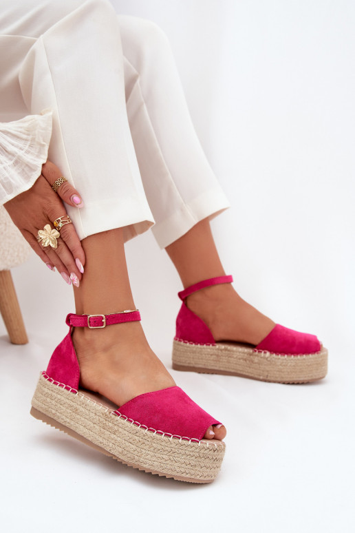 sandali Espadrillas con una piattaforma Con treccia colore rosa Selise