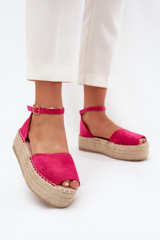 sandali Espadrillas con una piattaforma Con treccia colore rosa Selise
