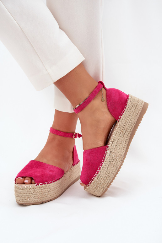 sandali Espadrillas con una piattaforma Con treccia colore rosa Selise