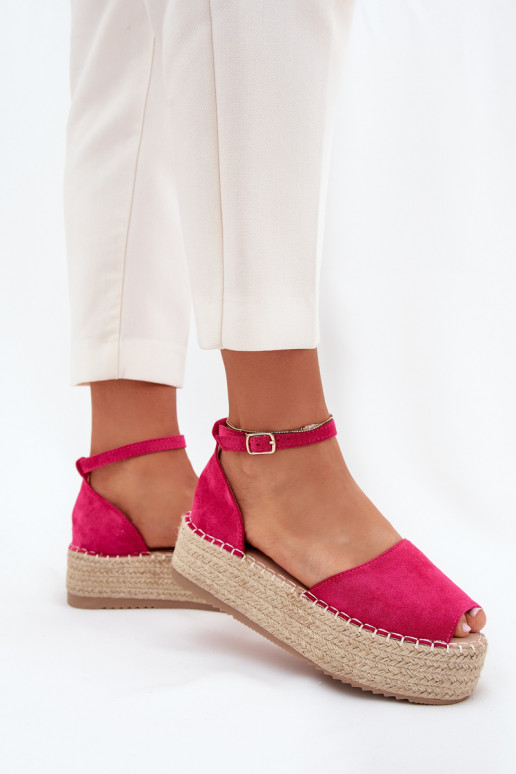 sandali Espadrillas con una piattaforma Con treccia colore rosa Selise