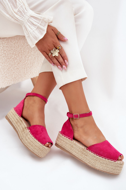 sandali Espadrillas con una piattaforma Con treccia colore rosa Selise