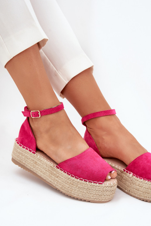 sandali Espadrillas con una piattaforma Con treccia colore rosa Selise