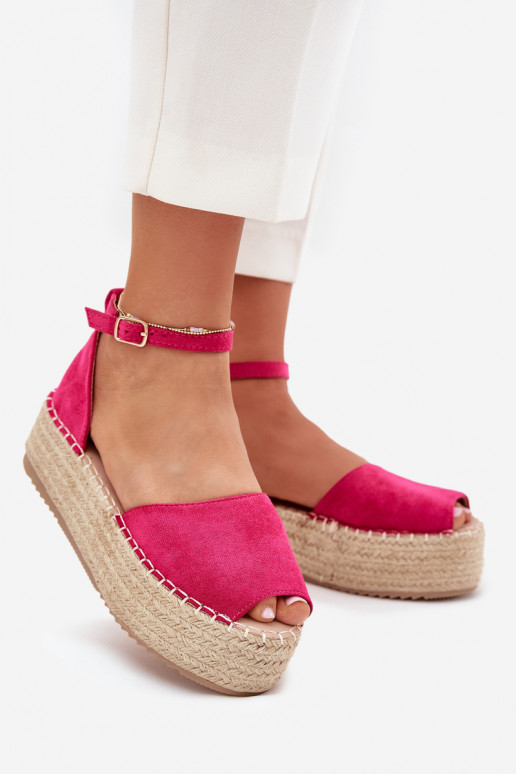 sandali Espadrillas con una piattaforma Con treccia colore rosa Selise