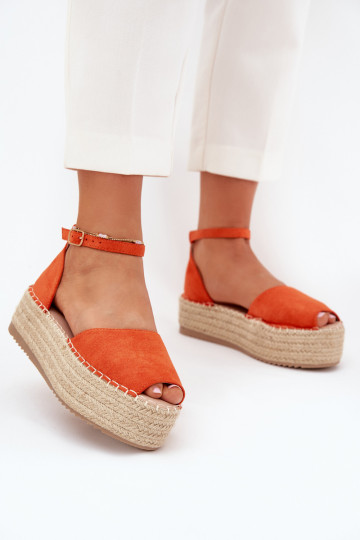 sandali Espadrillas con una piattaforma Con treccia colore arancione Selise