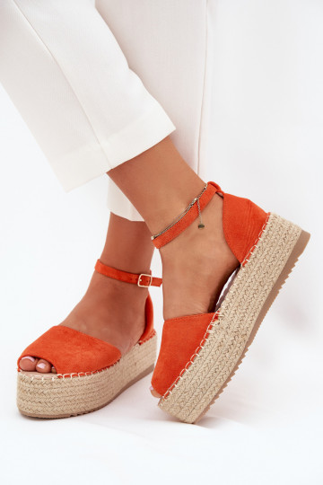 sandali Espadrillas con una piattaforma Con treccia colore arancione Selise 2