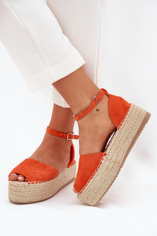 sandali Espadrillas con una piattaforma Con treccia colore arancione Selise