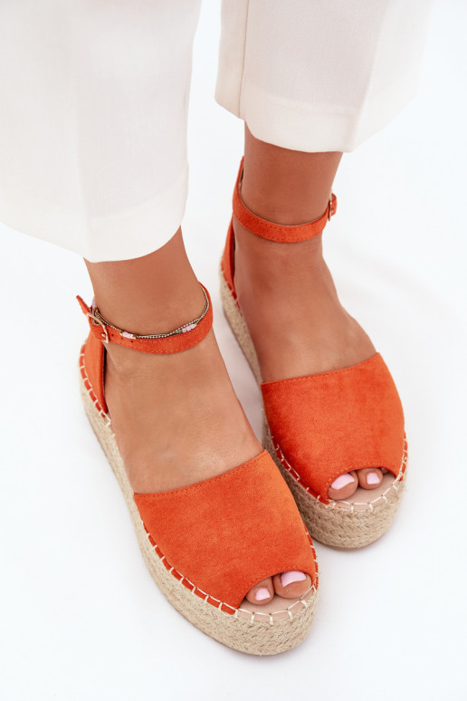 sandali Espadrillas con una piattaforma Con treccia colore arancione Selise