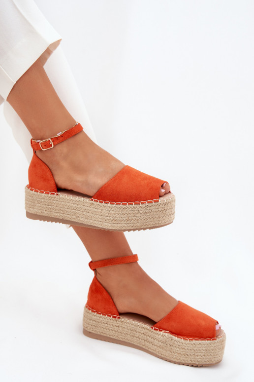 sandali Espadrillas con una piattaforma Con treccia colore arancione Selise